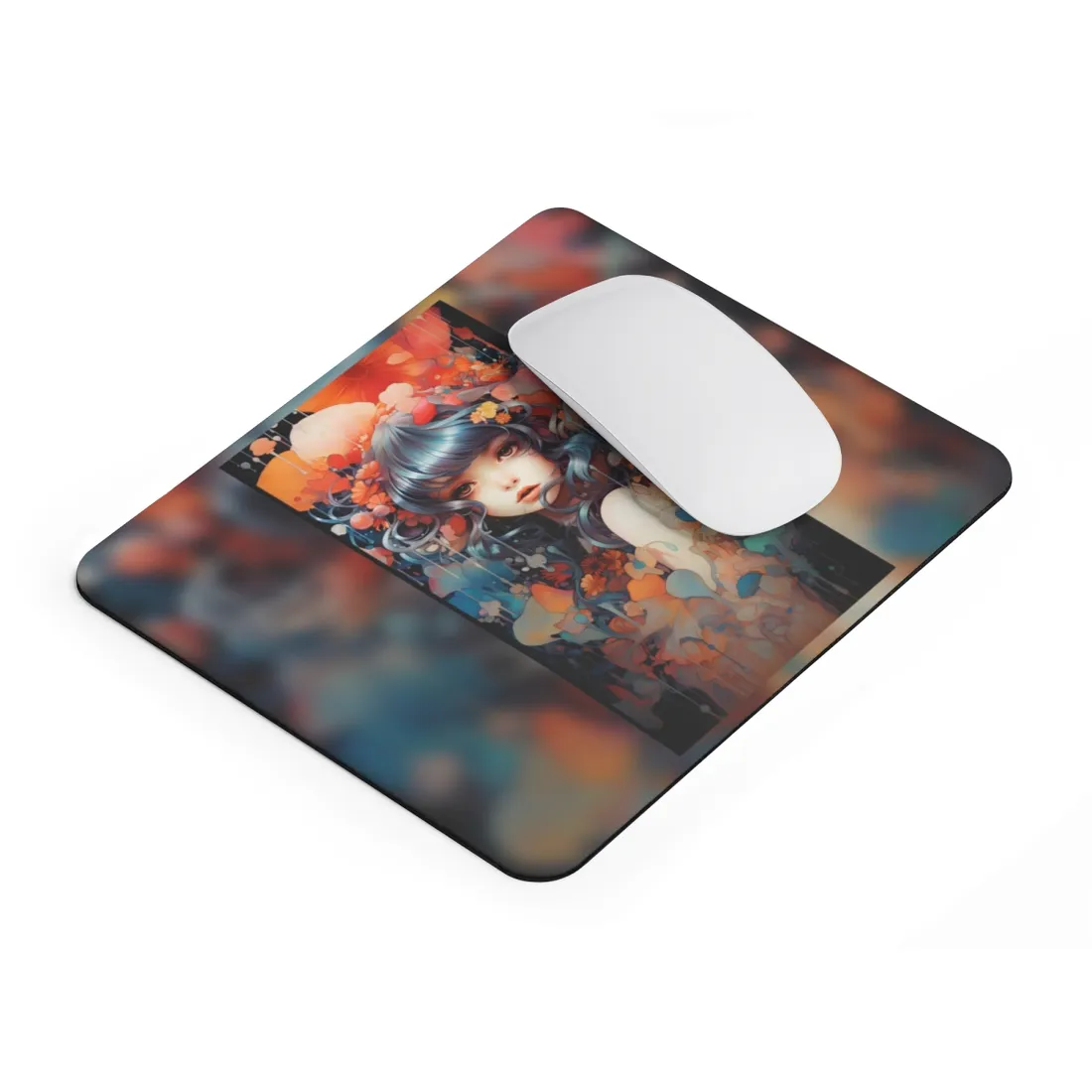 Peaceful Japanese River Landscape: Vibrant Flowers - Mouse Pad