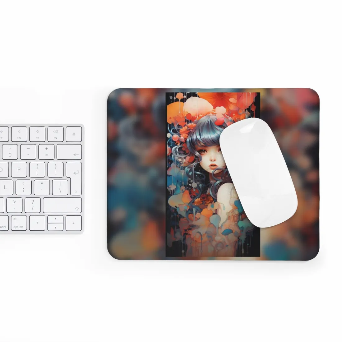 Peaceful Japanese River Landscape: Vibrant Flowers - Mouse Pad