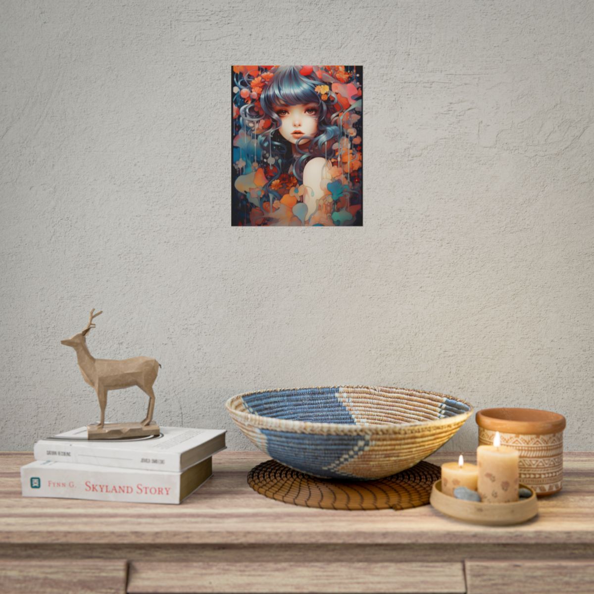 Peaceful Japanese River Landscape: Vibrant Flowers - Poster