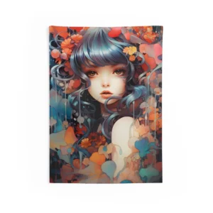 Girl with Blue Hair Wall Tapestry