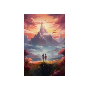 Sunset Mountain Journey Metal Poster
