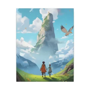 Two Children on Grassy Hill Canvas Print