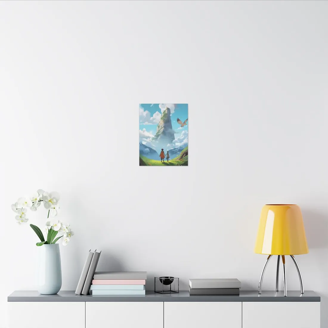 Peaceful Meadow Encounter: A Serene Moment with Two Friends - Canvas