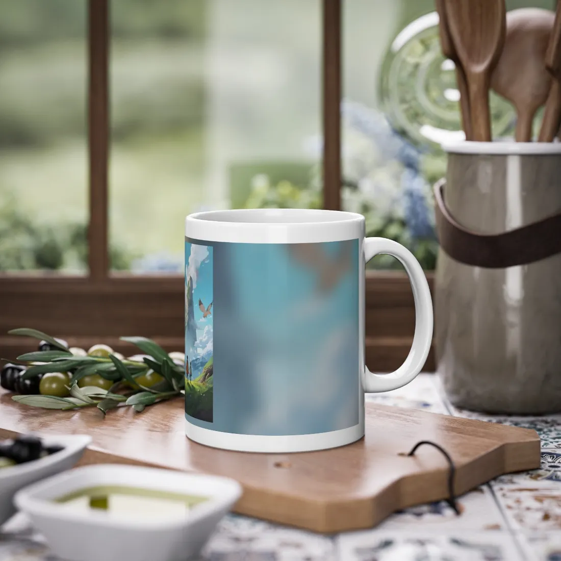 Peaceful Meadow Encounter: A Serene Moment with Two Friends - Mug