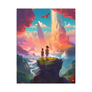 Two Children on a Cliff Canvas Print