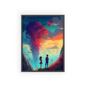 Children Overlooking Floating Tree Framed Poster