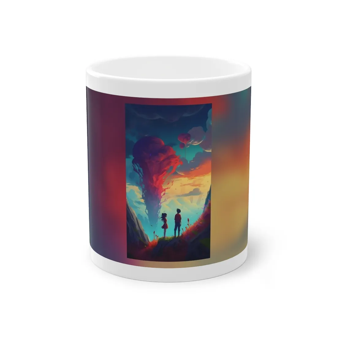 Peaceful Meadow Moment: A Girl and a Boy in Nature - Mug
