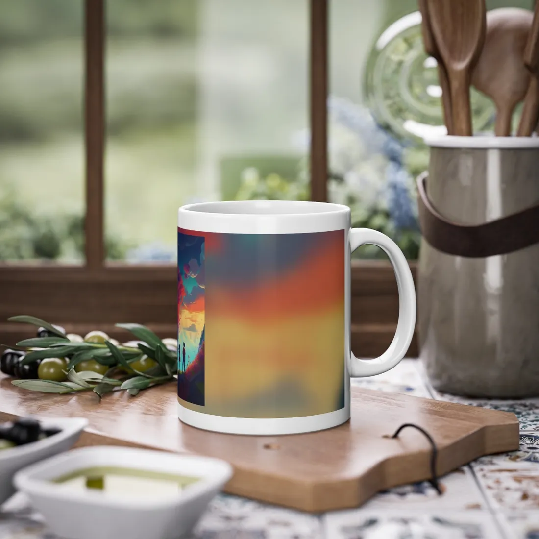 Peaceful Meadow Moment: A Girl and a Boy in Nature - Mug