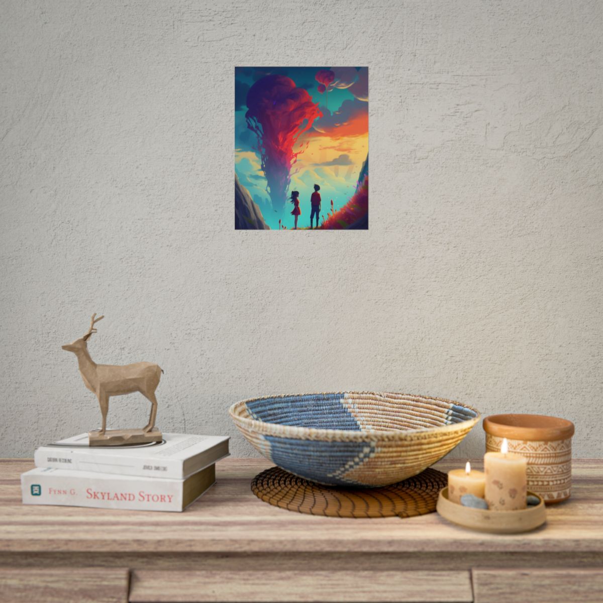 Peaceful Meadow Moment: A Girl and a Boy in Nature - Poster