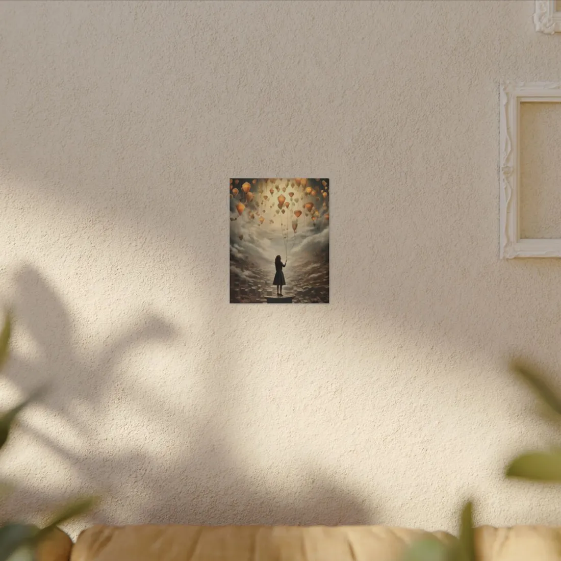 Peaceful Moment: Person with Potted Plant - Canvas