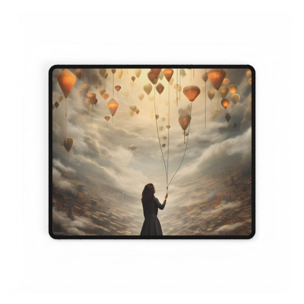 Peaceful Moment: Person with Potted Plant - Desk Mat