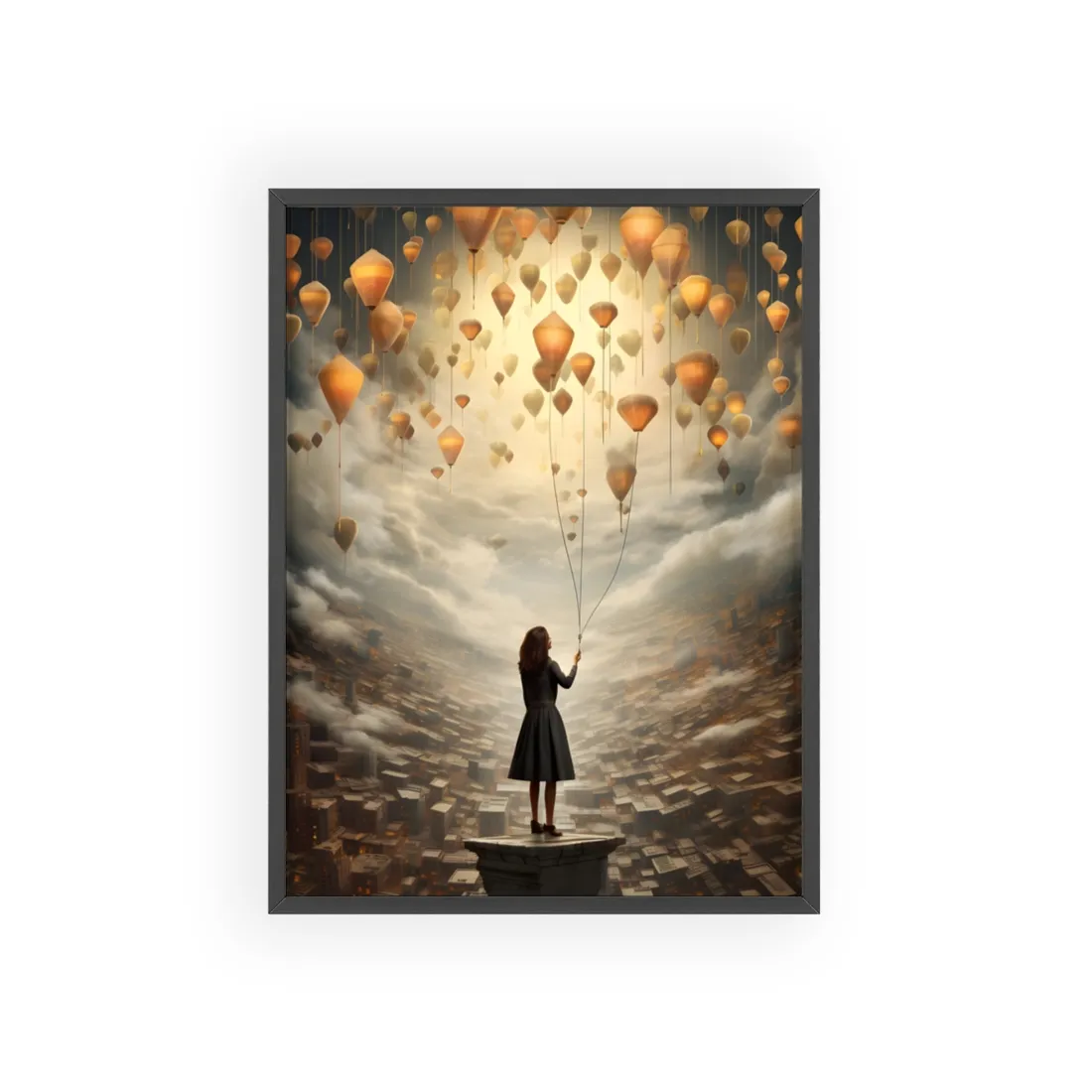 Peaceful Moment: Person with Potted Plant - Framed Poster
