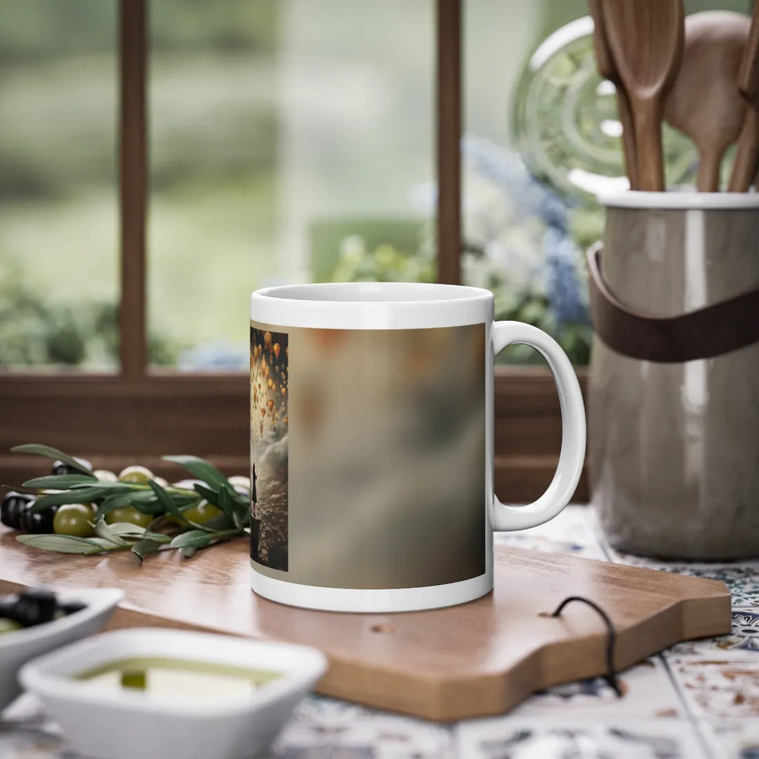Peaceful Moment: Person with Potted Plant - Mug