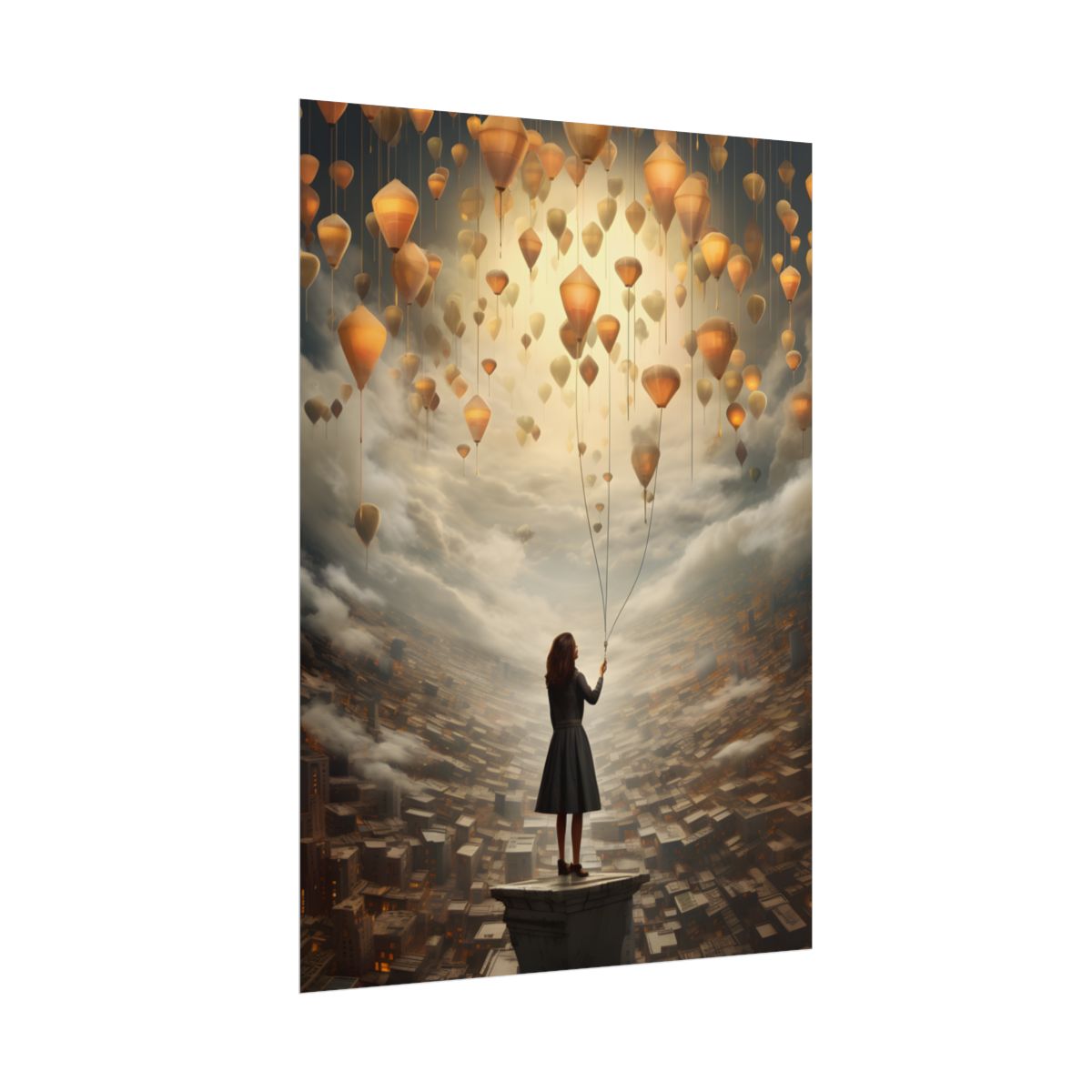 Peaceful Moment: Person with Potted Plant - Poster