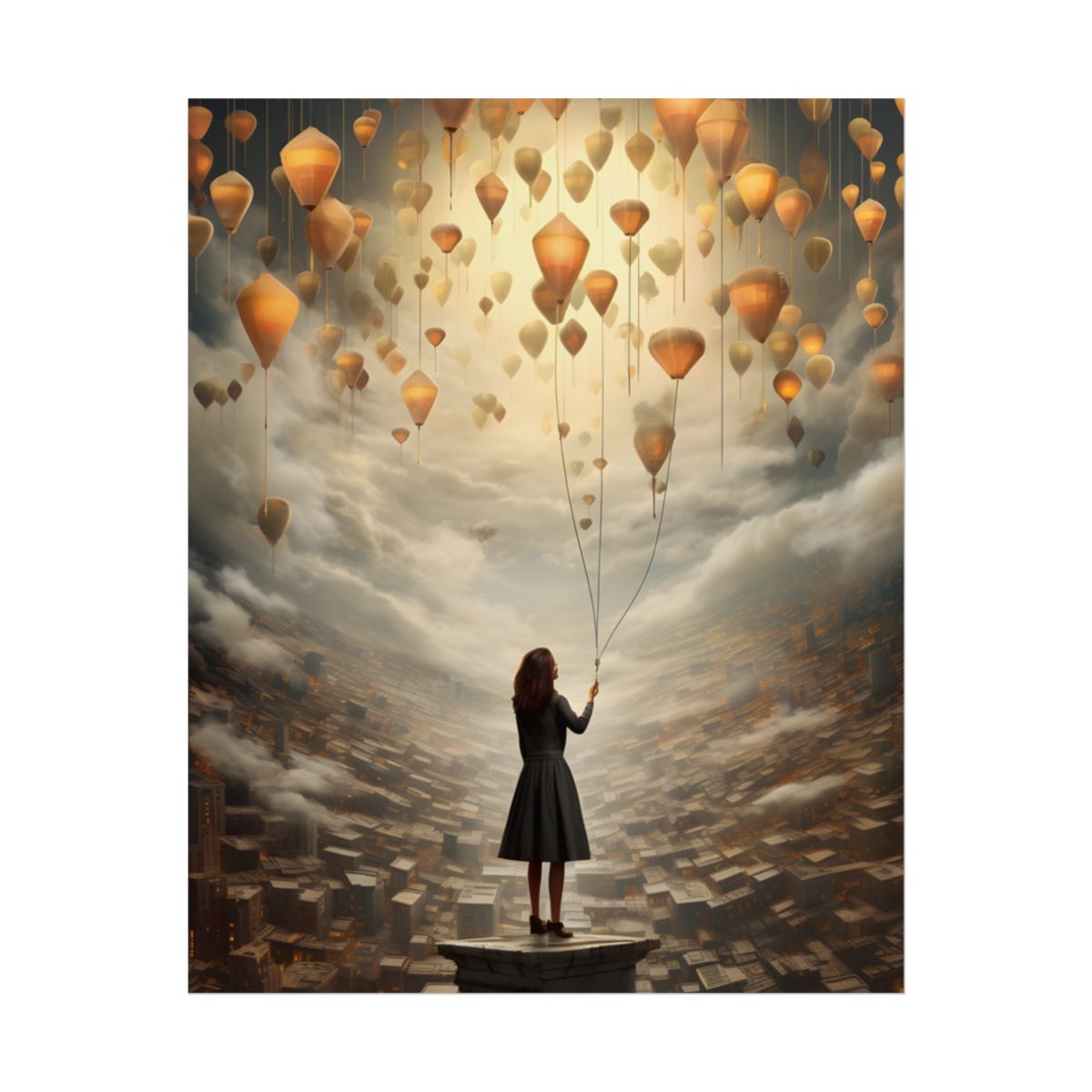 Peaceful Moment: Person with Potted Plant - Poster