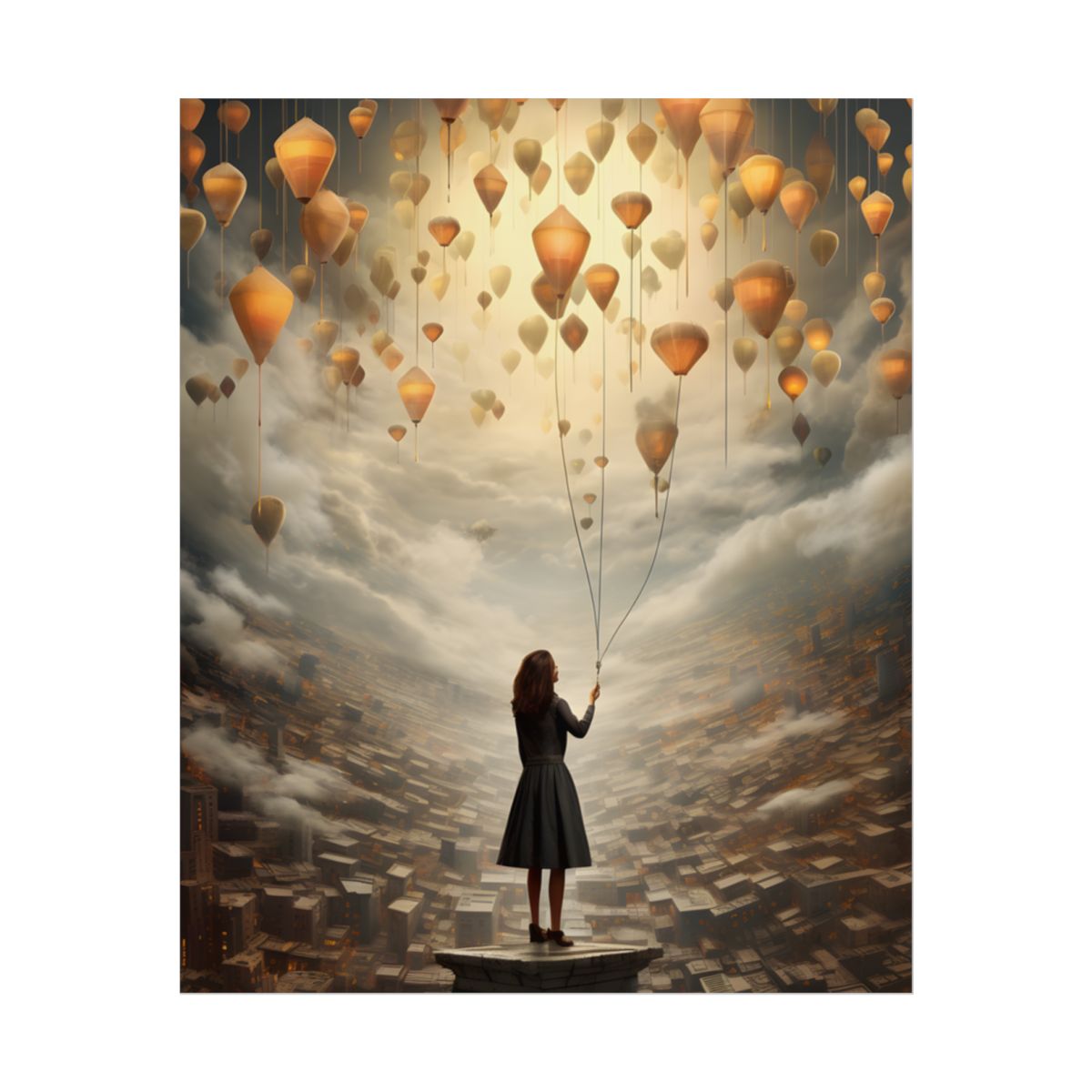Peaceful Moment: Person with Potted Plant - Poster