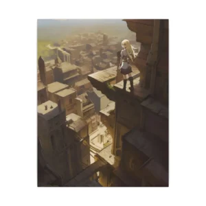 Blonde Anime Girl on Rooftop Canvas Print