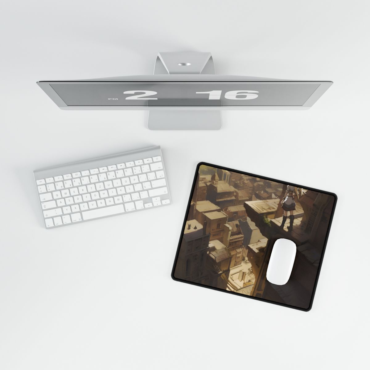 Peaceful Moments: Birds Soar High in Tranquility - Desk Mat