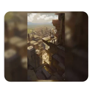 Blonde Anime Girl on Rooftop Mouse Pad