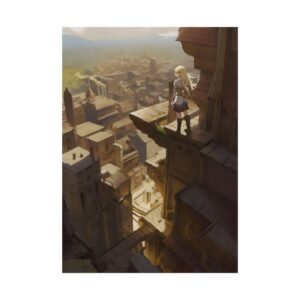 Blonde Anime Girl on Rooftop Poster