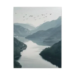 Misty Mountain River Landscape Canvas Print