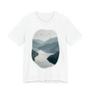 Misty Mountain River Landscape T-Shirt
