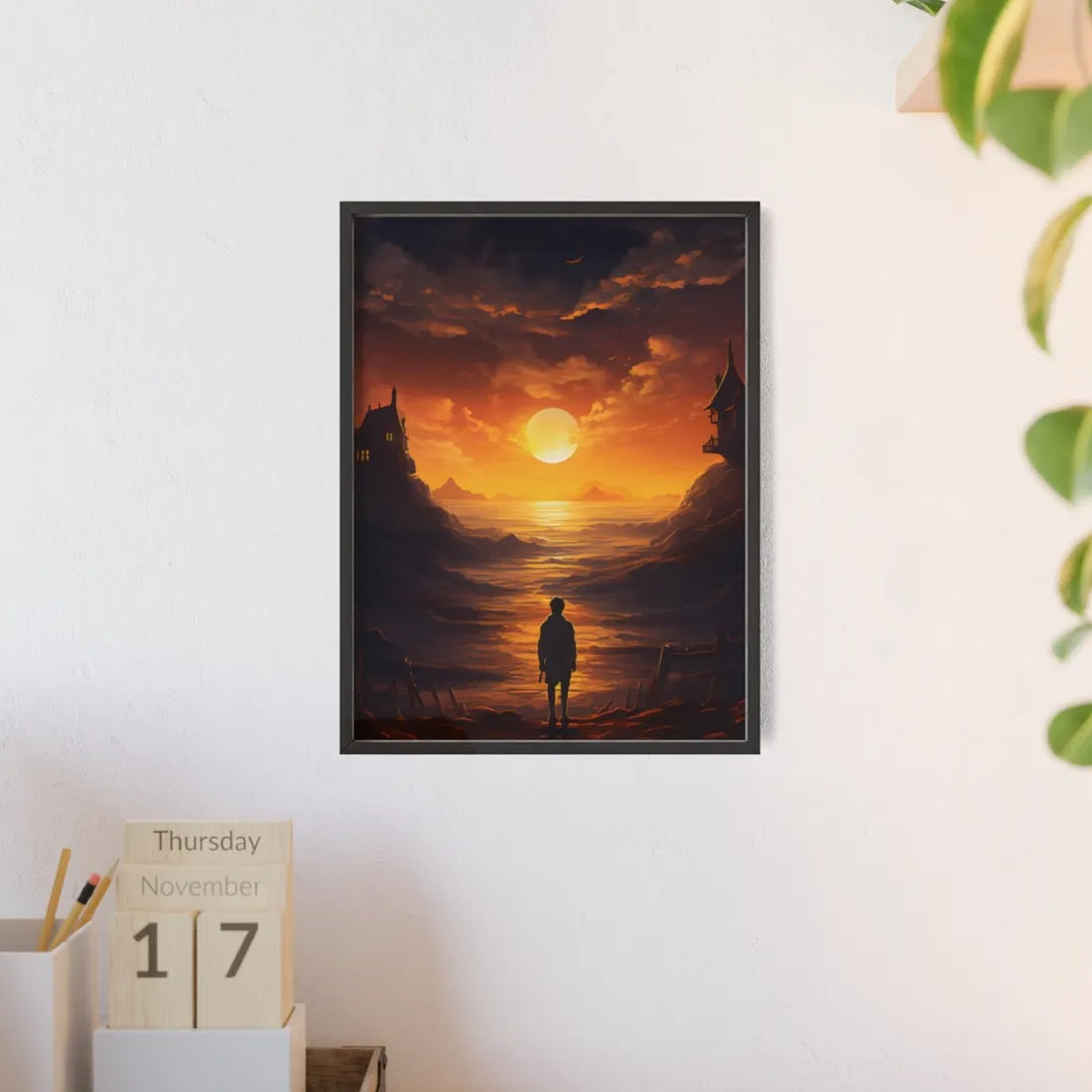 Peaceful Outdoor Moment: A Serene Scene of Human Connection - Framed Poster