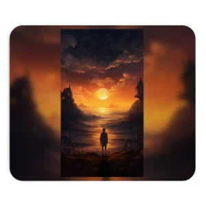 Boy Facing Sunset over Sea Mouse Pad