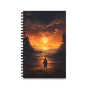 Boy Facing Sunset over Sea Spiral Notebook