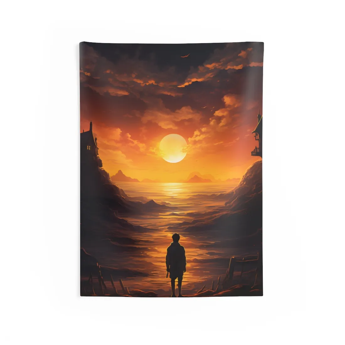 Peaceful Outdoor Moment: A Serene Scene of Human Connection - Wall Tapestry