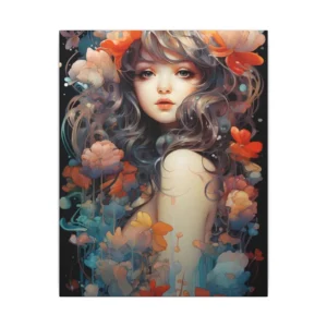 Girl with Flowers in Hair Canvas Print