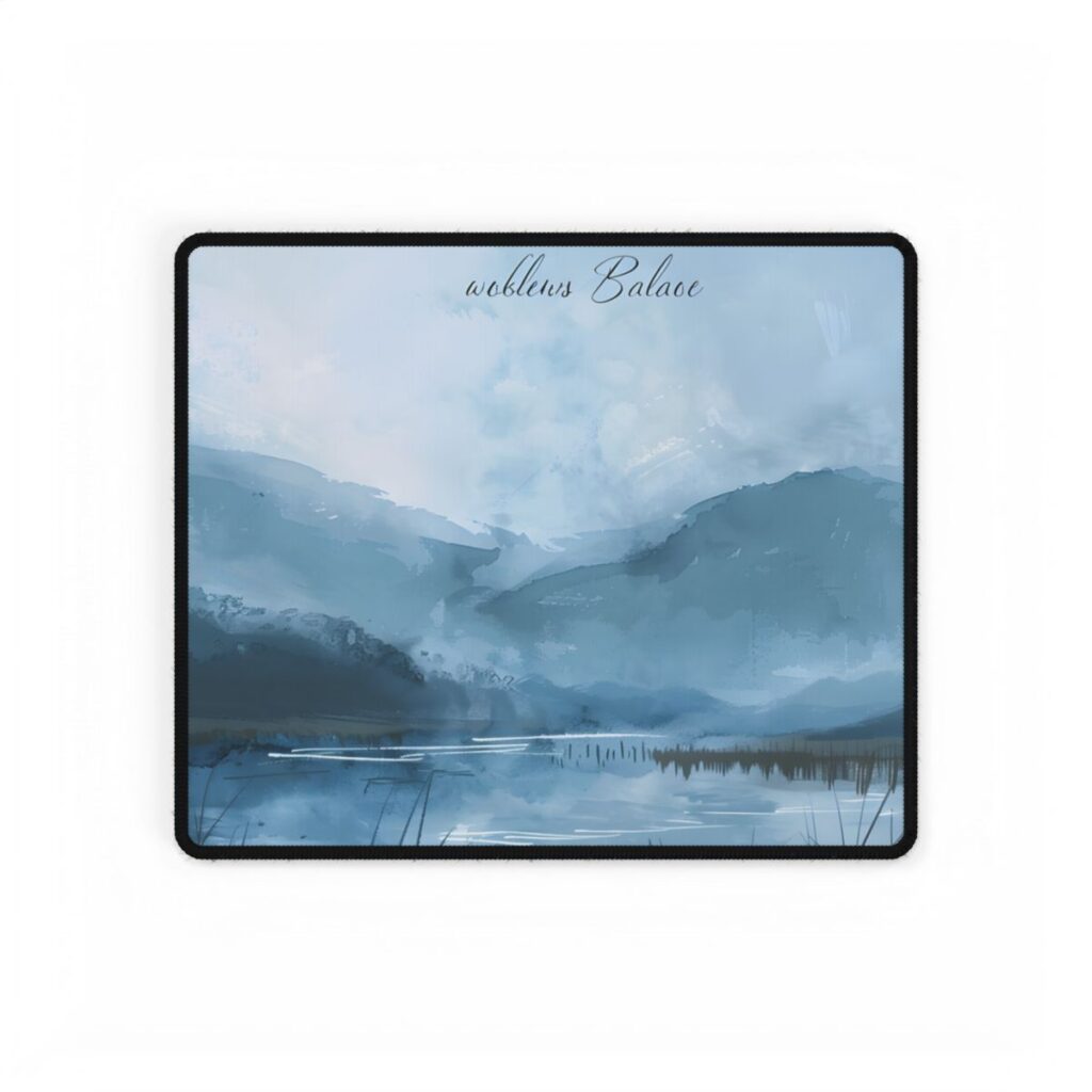 Peaceful Serenade: A Calming Landscape with Inspirational Quote - Desk Mat