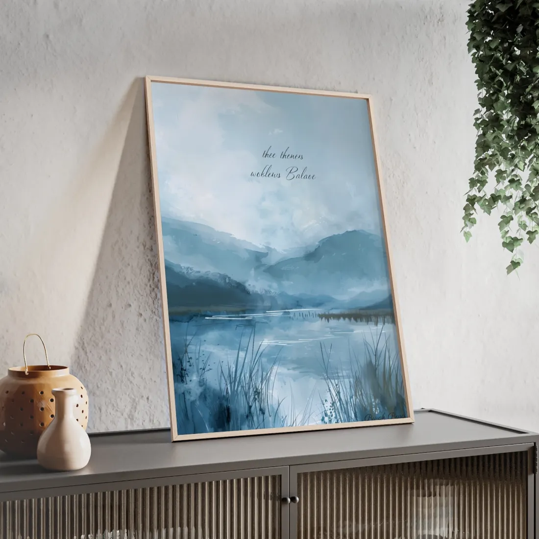 Peaceful Serenade: A Calming Landscape with Inspirational Quote - Framed Poster
