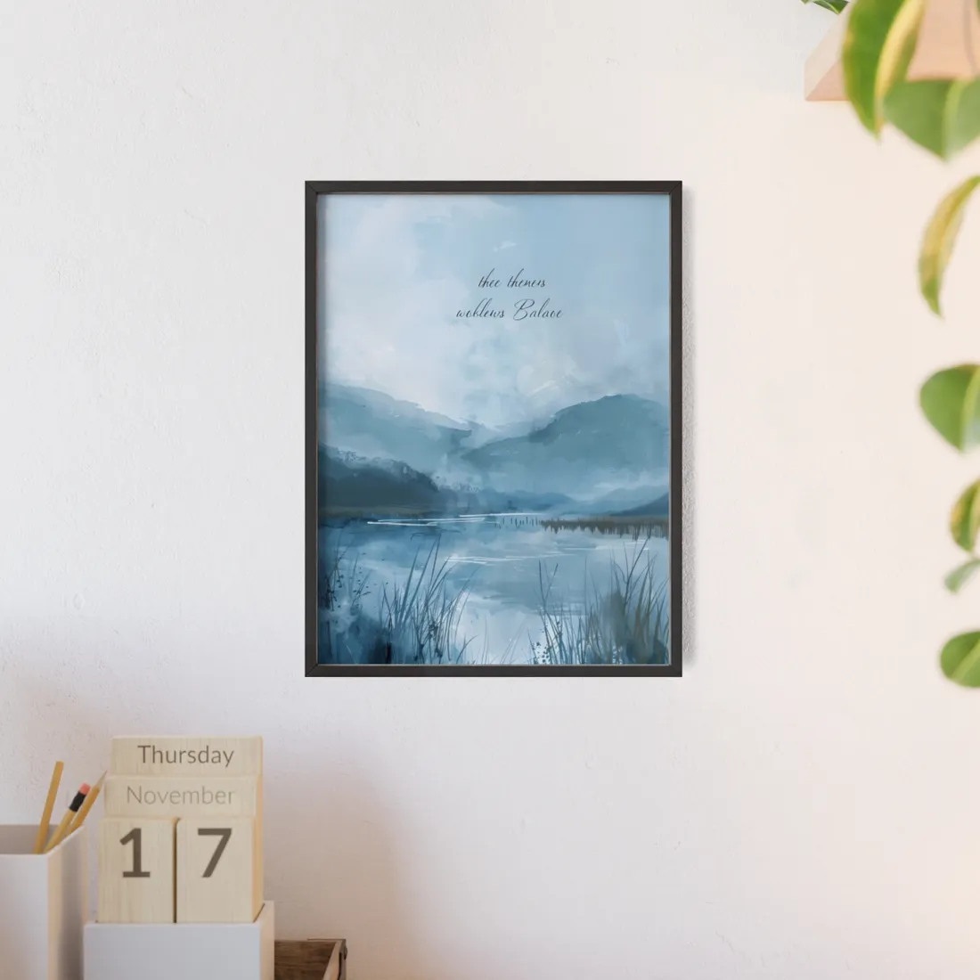 Peaceful Serenade: A Calming Landscape with Inspirational Quote - Framed Poster