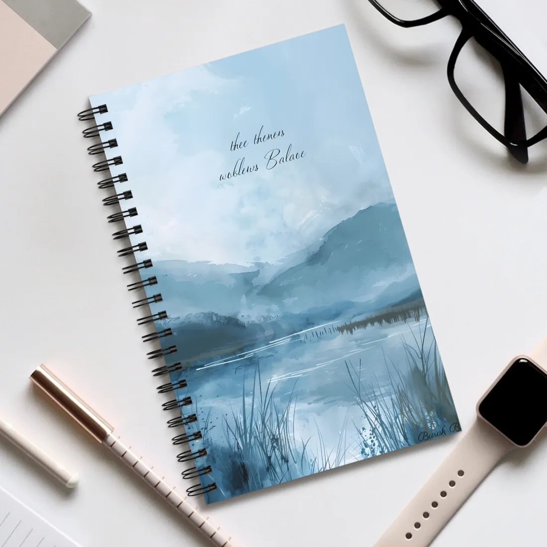 Peaceful Serenade: A Calming Landscape with Inspirational Quote - Spiral Notebook