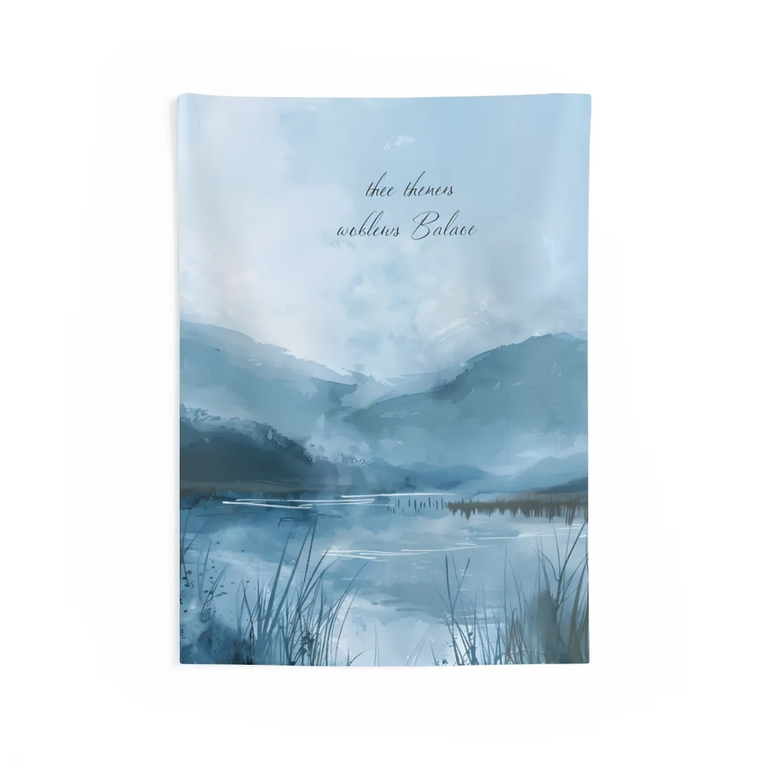 Peaceful Serenade: A Calming Landscape with Inspirational Quote - Wall Tapestry