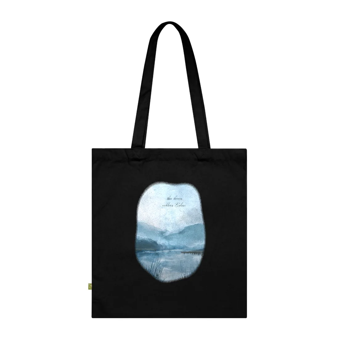 Peaceful Serenade: A Calming Landscape with Inspirational Quote - Tote Bag (Black)
