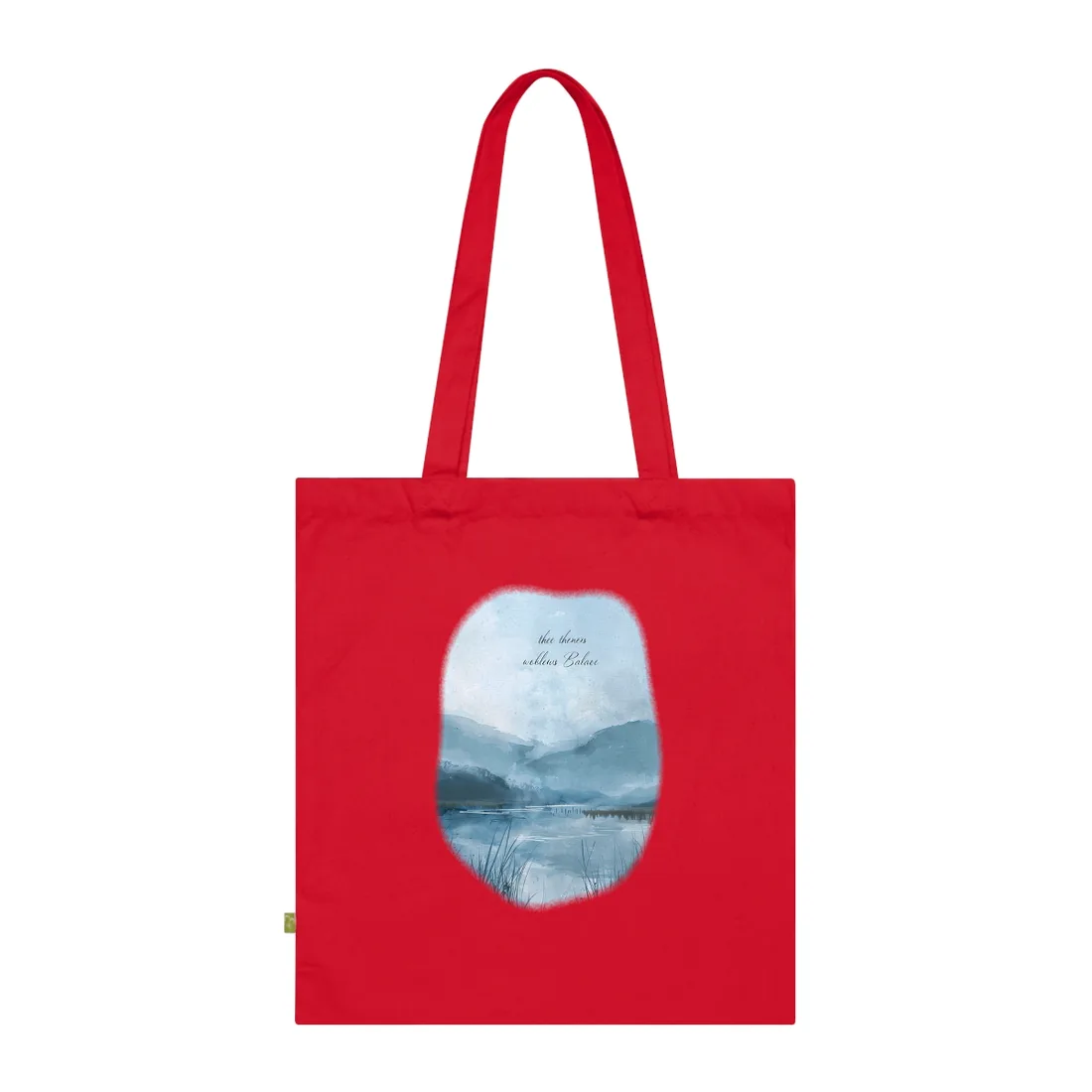 Peaceful Serenade: A Calming Landscape with Inspirational Quote - Tote Bag (Classic Red)