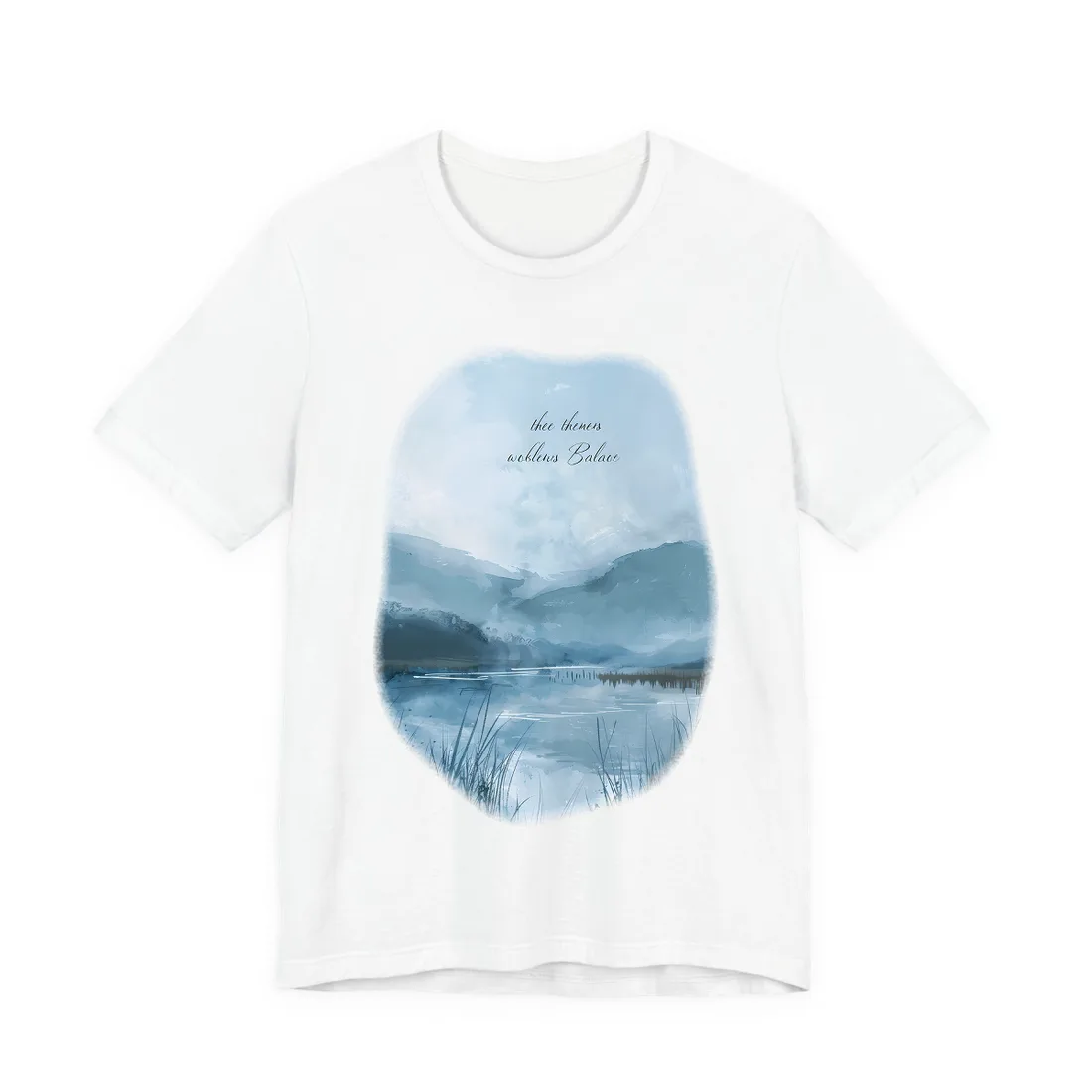 Peaceful Serenade: A Calming Landscape with Inspirational Quote - T-Shirt (White)