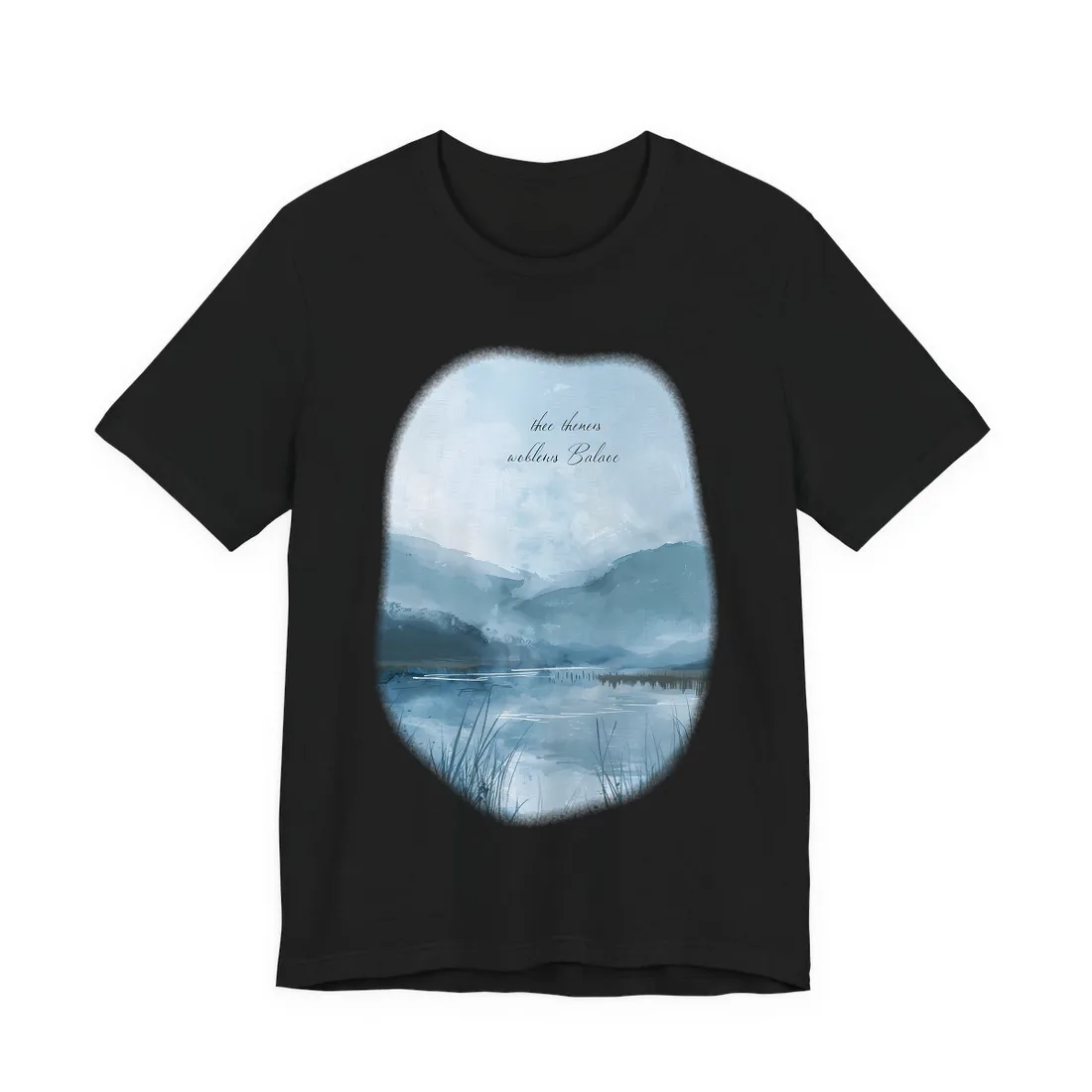 Peaceful Serenade: A Calming Landscape with Inspirational Quote - T-Shirt (Black)