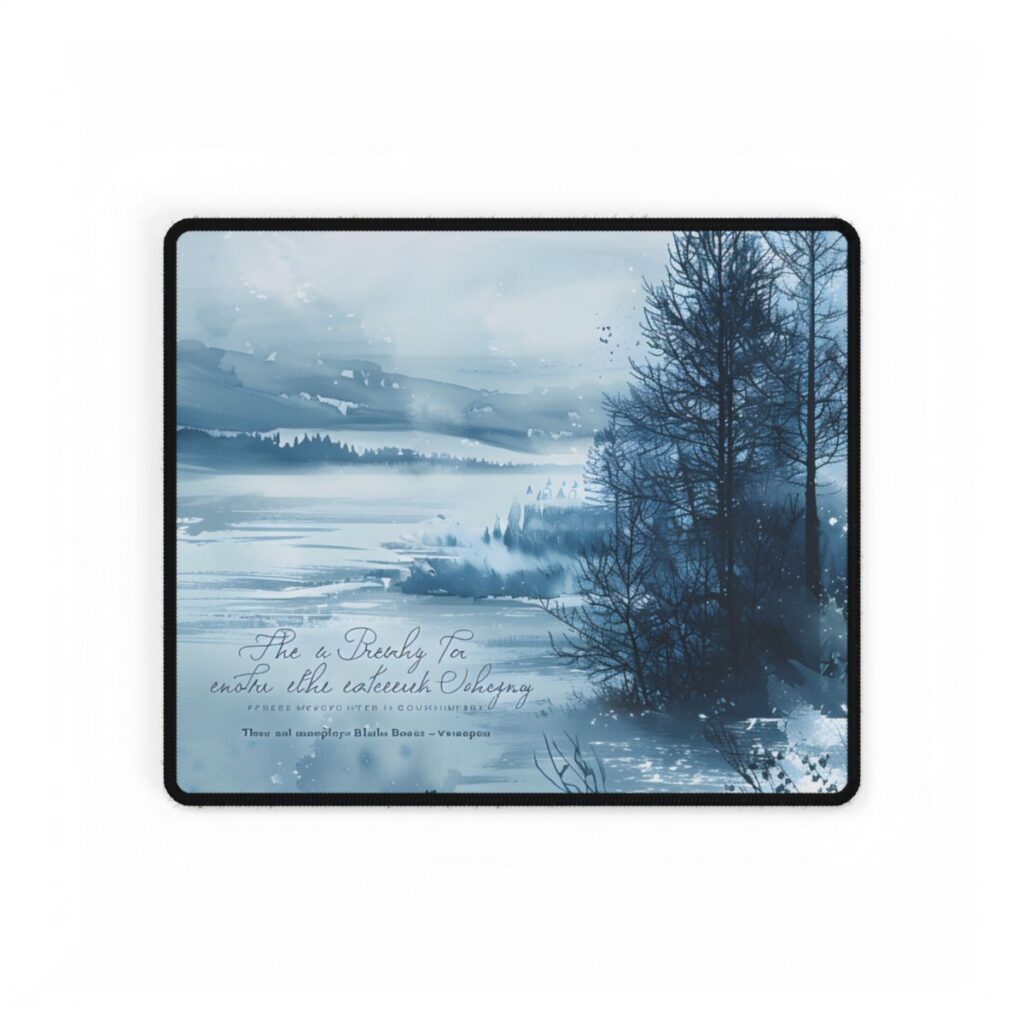 Peaceful Serenity: Winding River and Forest Reflections - Desk Mat