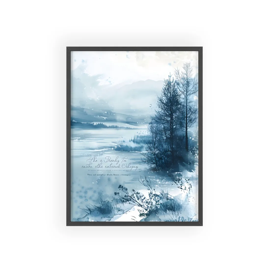 Peaceful Serenity: Winding River and Forest Reflections - Framed Poster