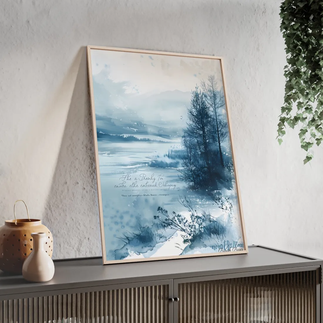 Peaceful Serenity: Winding River and Forest Reflections - Framed Poster