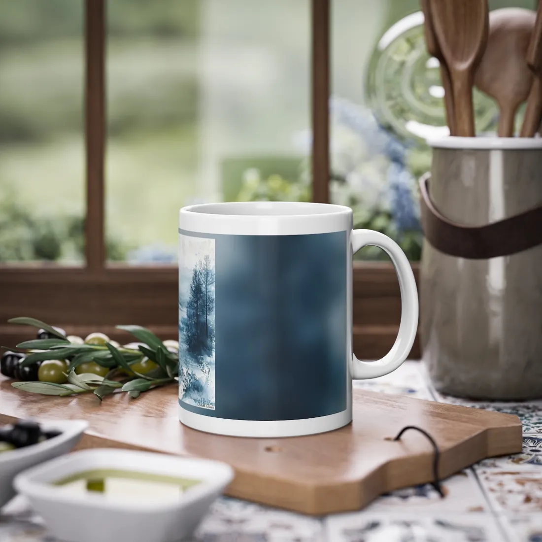 Peaceful Serenity: Winding River and Forest Reflections - Mug