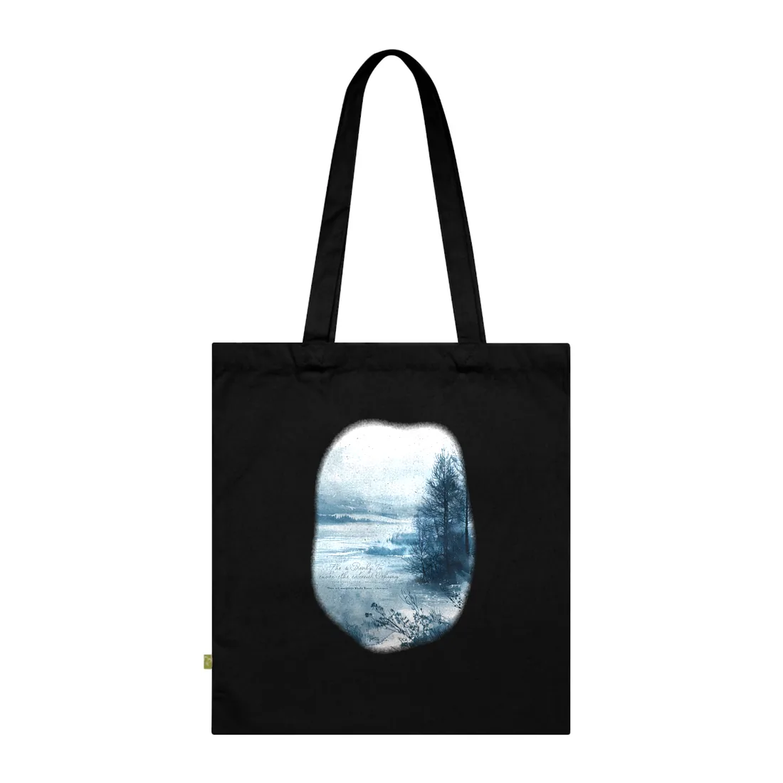 Peaceful Serenity: Winding River and Forest Reflections - Tote Bag (Black)
