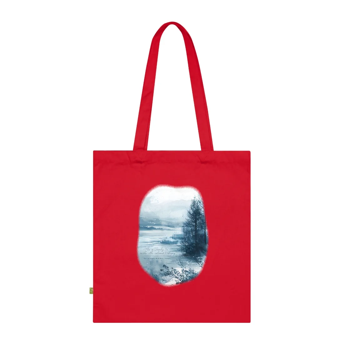 Peaceful Serenity: Winding River and Forest Reflections - Tote Bag (Classic Red)