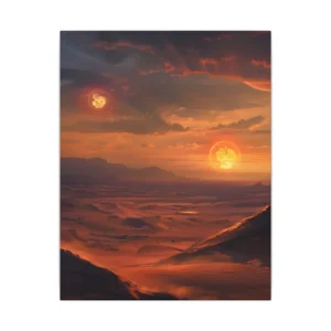 Desert Dunes Under Two Suns Canvas Print