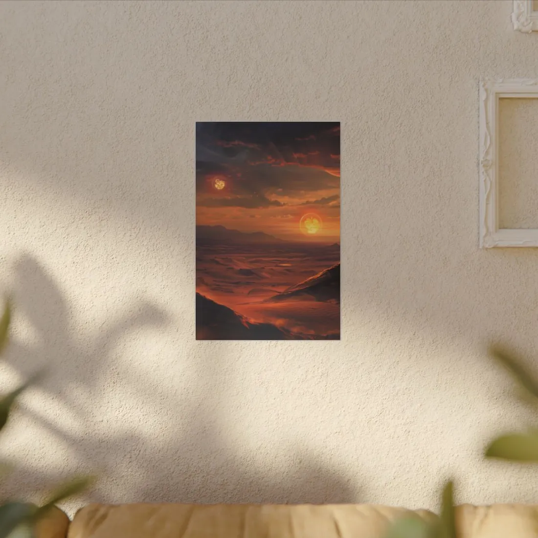 Peaceful Tatooine Sunset: Barren Desert Landscape - Canvas