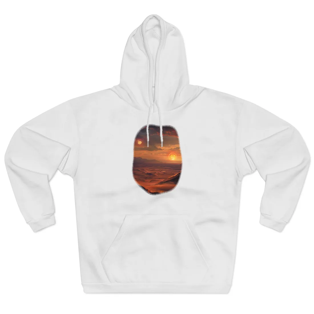 Peaceful Tatooine Sunset: Barren Desert Landscape - Hoodie (White)