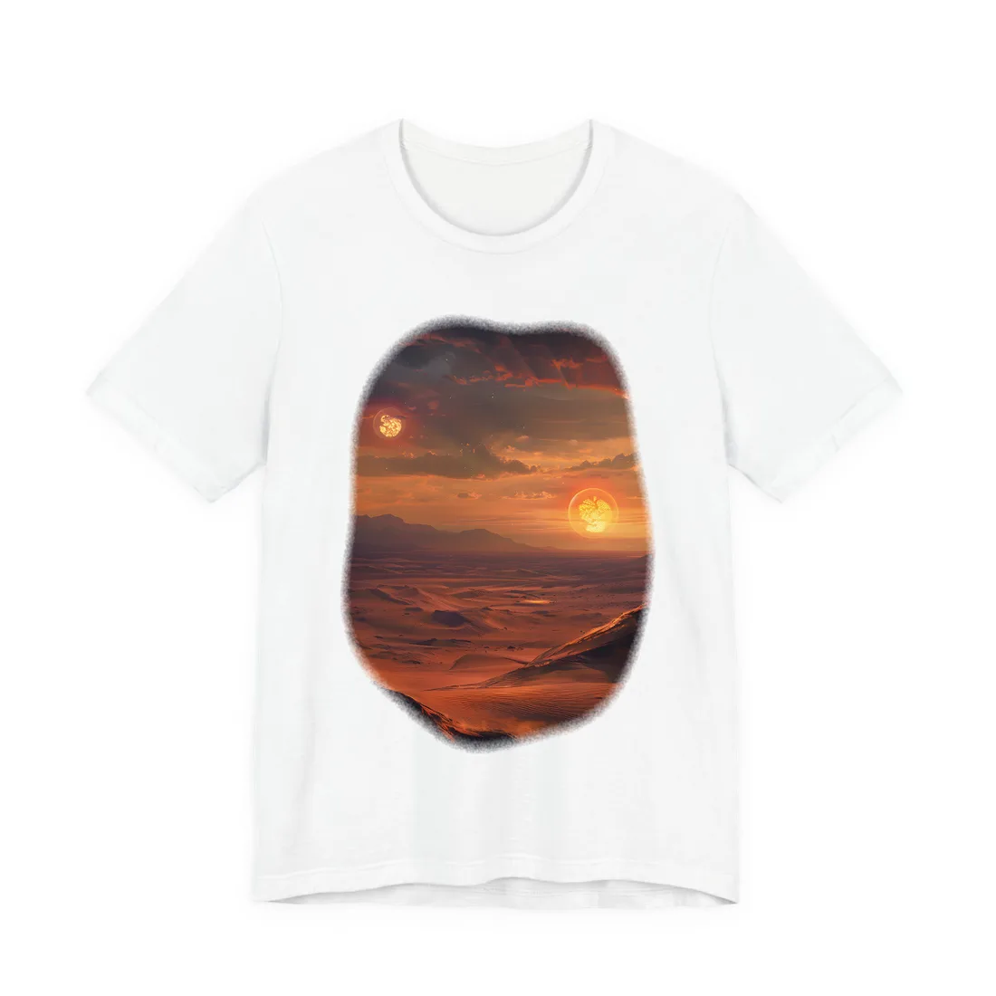 Peaceful Tatooine Sunset: Barren Desert Landscape - T-Shirt (White)